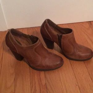 Brown leather booties